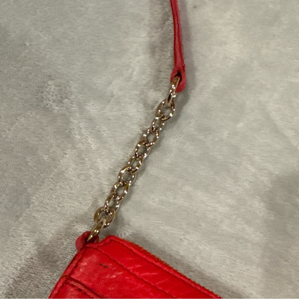 Cole Haan Red Pebbled Leather Crossbody Bag (8”x 5”) zip top closure - Picture 14 of 16